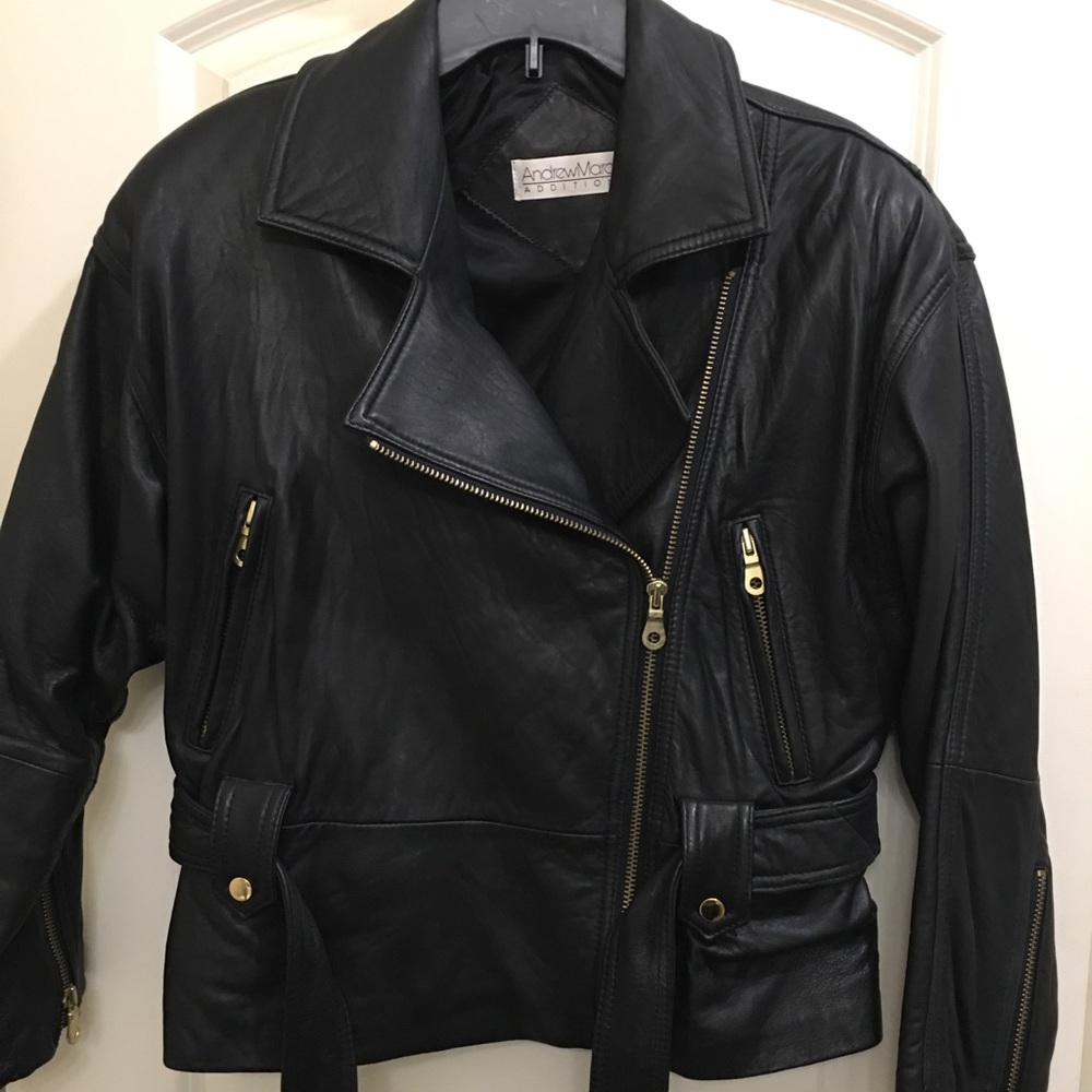 Andrew Marc women’s moto leather jacket Sz.L